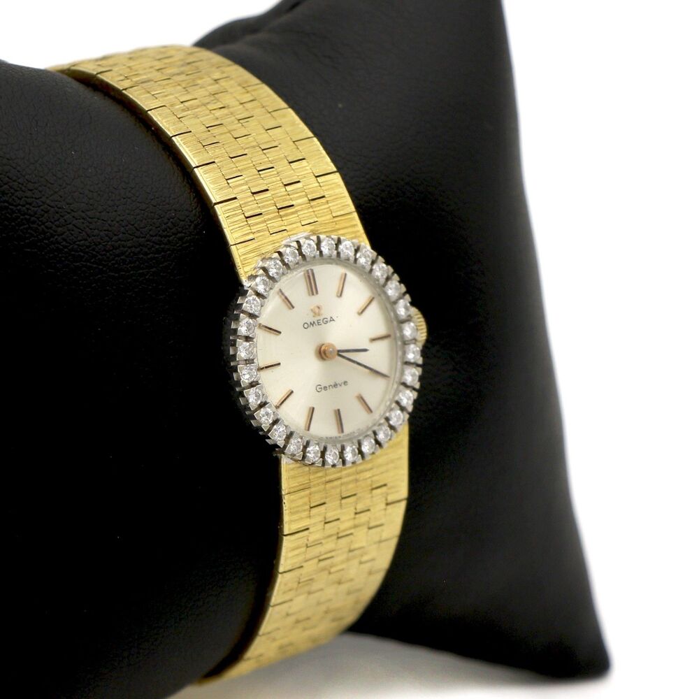 Omega 18K Gold Diamond Bracelet Watch 1970s